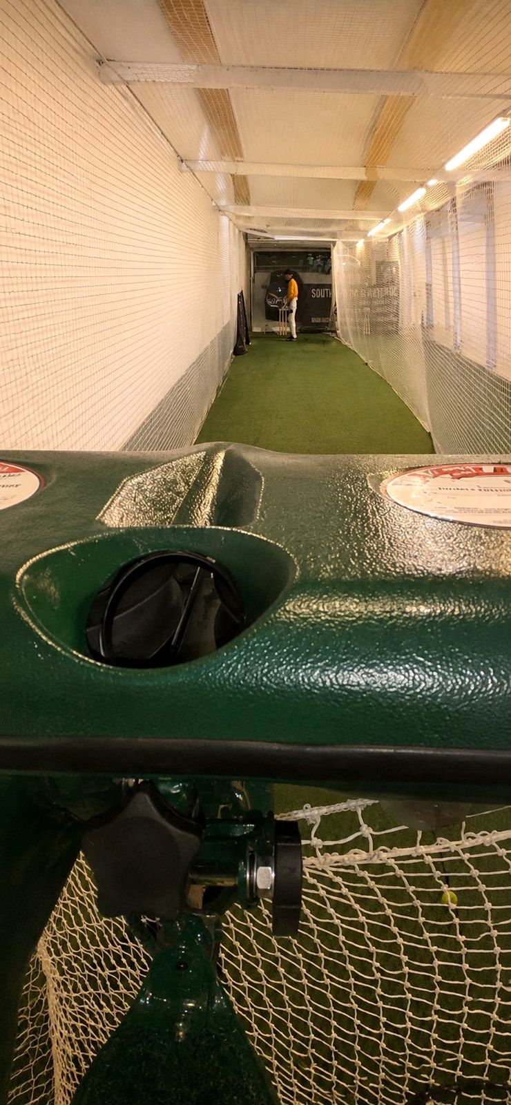 Bowling machine view toward the batter